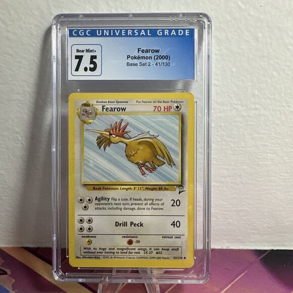 Pokemon 2000 Fearow Base Set 2 41/130 CGC 7.5 - Picture 1 of 2